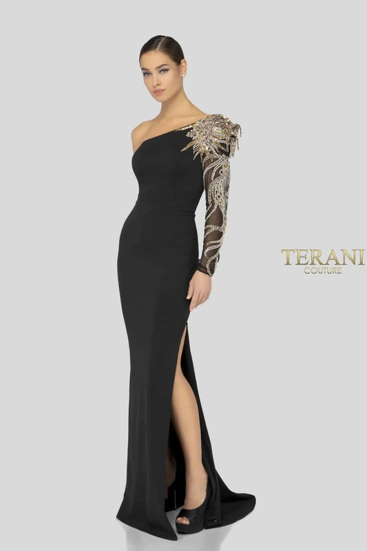 Embellished One Sleeve Evening Gown Style 1911E9094