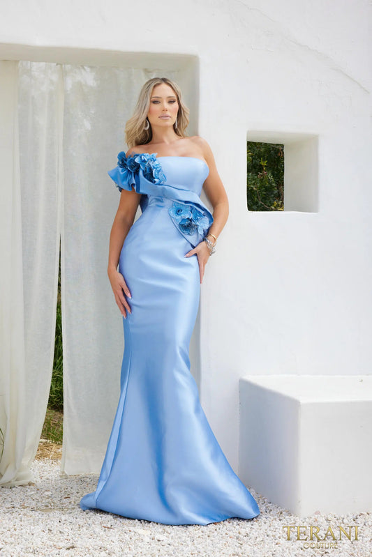 Robe asymétrique à une épaule avec col sculpté et fleurs 3D Style 2011E2424