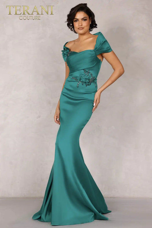 Emerald Long Stretch Mikado Dress Style 2021M2969
