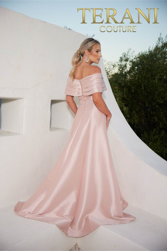 Off-Shoulder Pleated Neckline Embroidery Ballgown Dress Style 232M1511