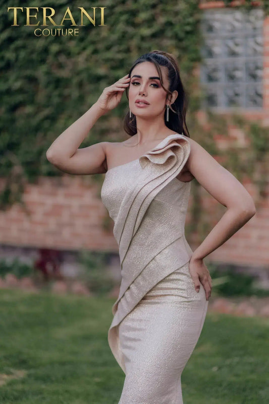 Asymmetrical Sleeveless Mermaid Shiny Metallic Evening Dress Style 232E1208