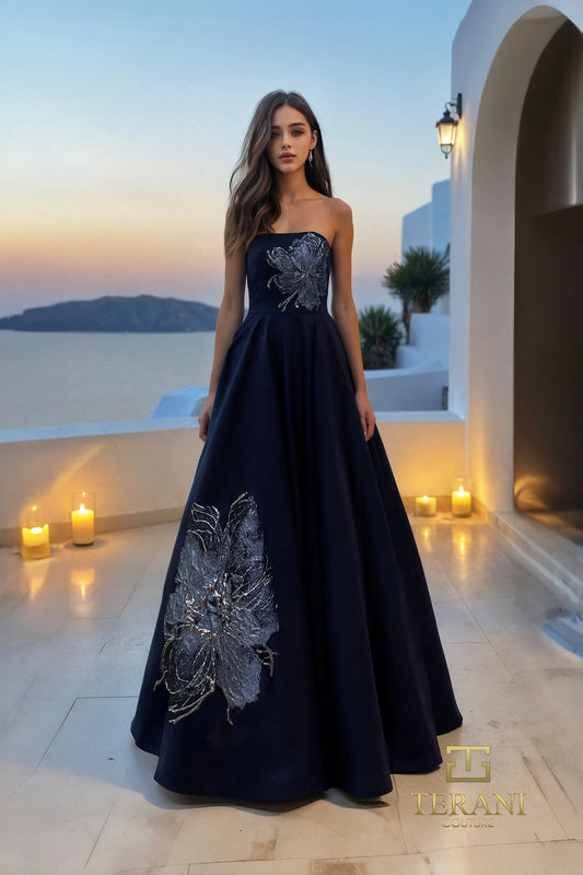 Terani - Straight Neck Satin Ballgown - 261E6544