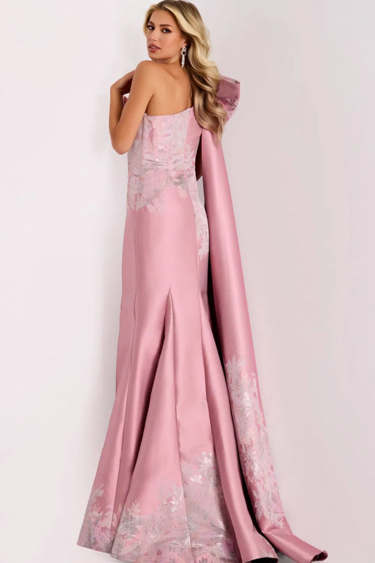Elegant Asymmetric Gown with Floor Length Train Style 45615