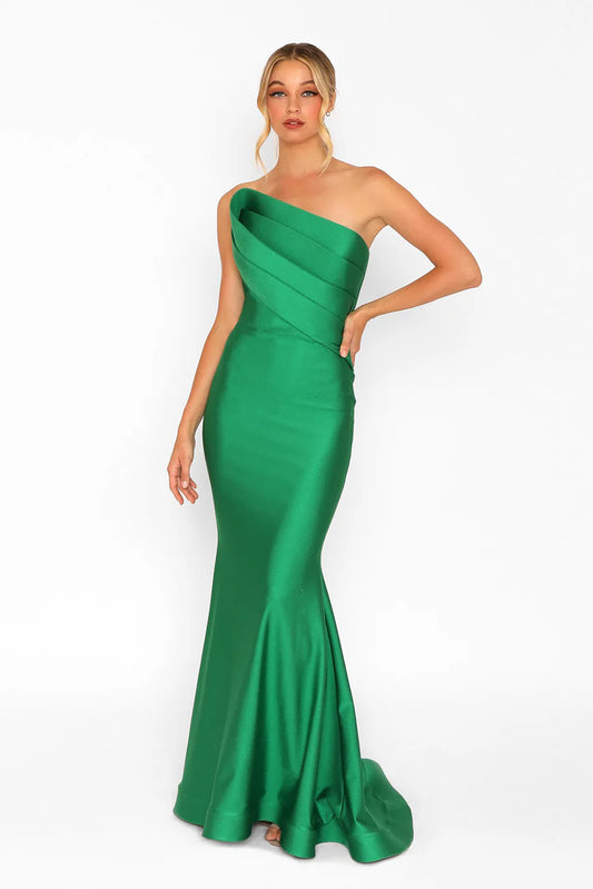 Pleated Bodice Strapless Dress Style 7082