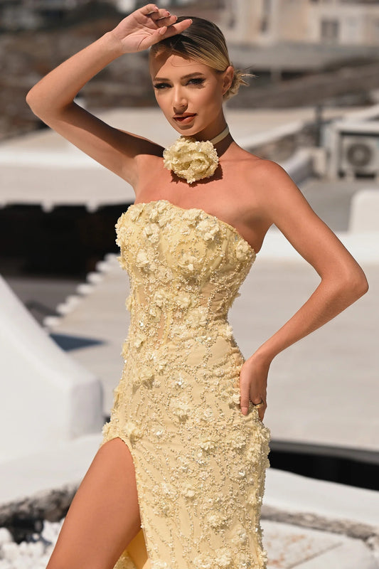 Delicate 3D floral Sculpted Corset Bodice Dress Style PS26011