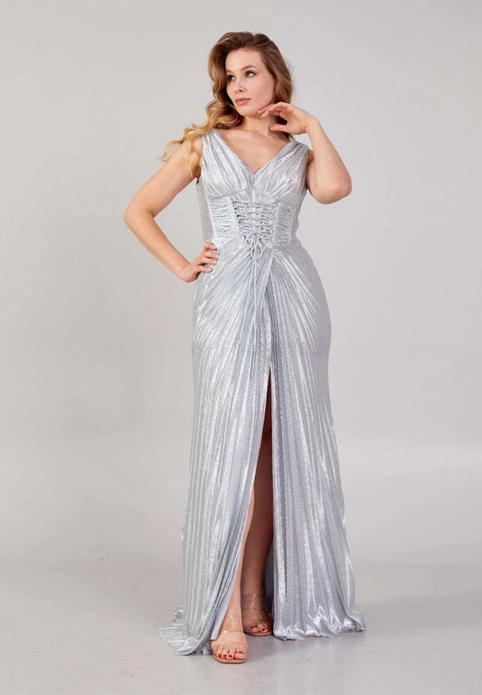 Chic Sleeveless V-Neck Pleated Dress Style 9129