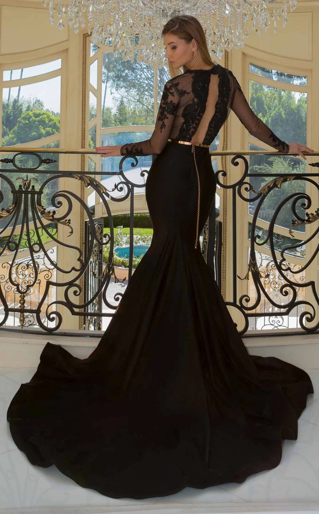 Long Sleeve Lace Evening Gown Style 534  NEYOM