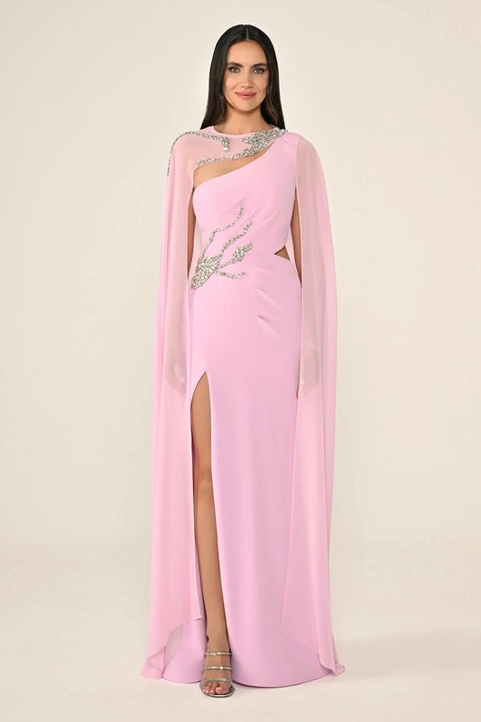 Embroidered Long Dress with Cape Style MA-B6396-001
