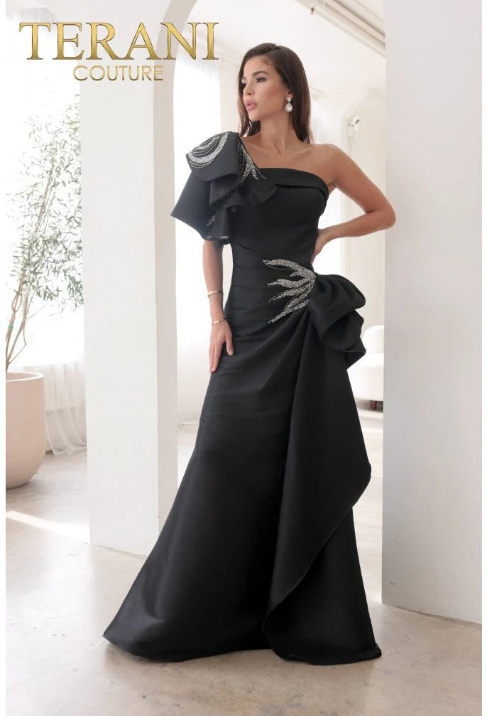 Stretch Mikado One Shoulder Long Column Dress Style 242E3117 – NEYOM