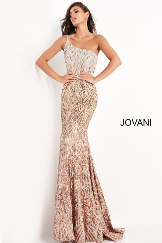 Jovani - Robe pour occasions spéciales ornée d'une épaule Silver Cafe - 06469