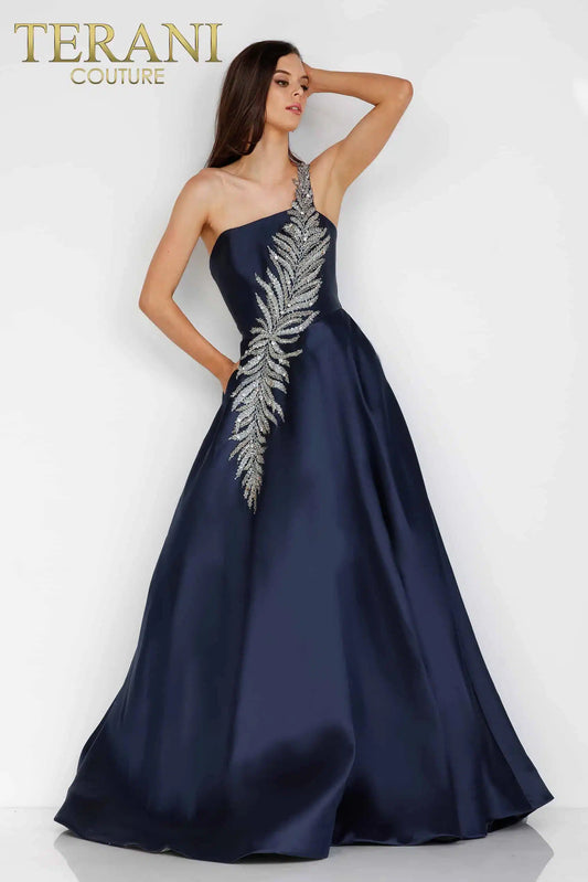 One Shoulder Mikado Long Ball Gown Style 1912E9202