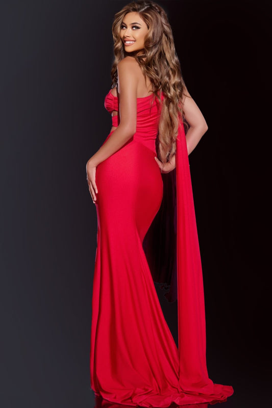 One Shoulder Glamorous Gown with Side Cutouts Style 40475