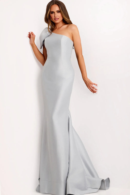 One Shoulder Mermaid Gown with Oversized Bow Style 44176