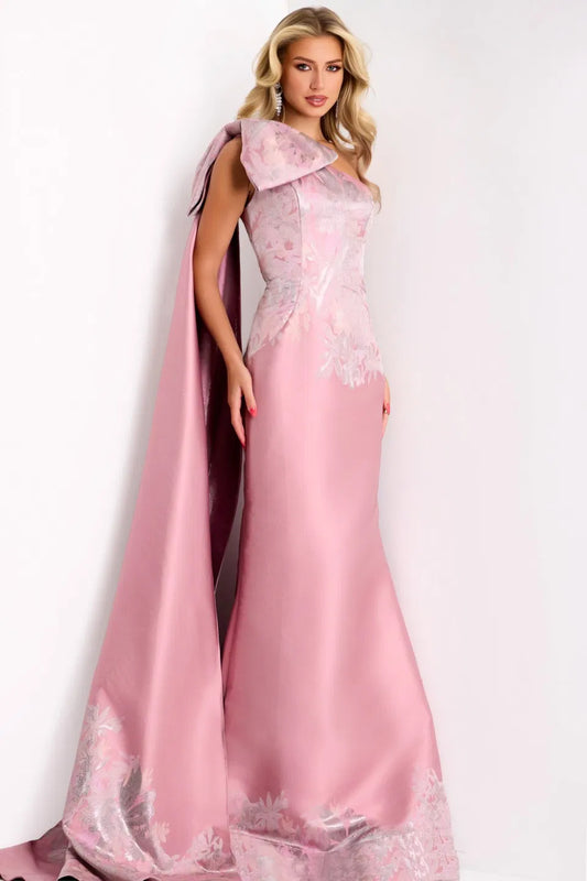 Elegant Asymmetric Gown with Floor Length Train Style 45615