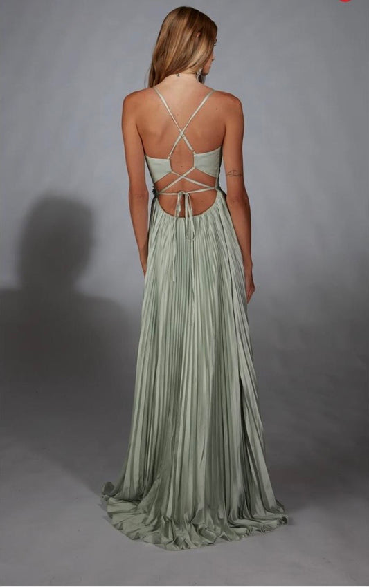 Neyom - Elegant Pleated Pastel Evening Gown - 61923