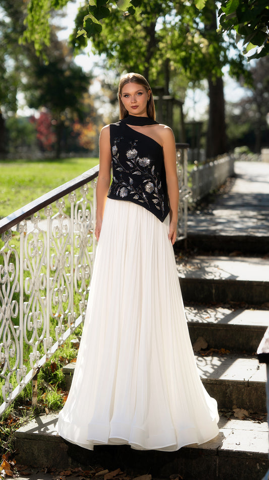 In Couture - Midnight Bloom Two Tone A - Line Gown - 6220