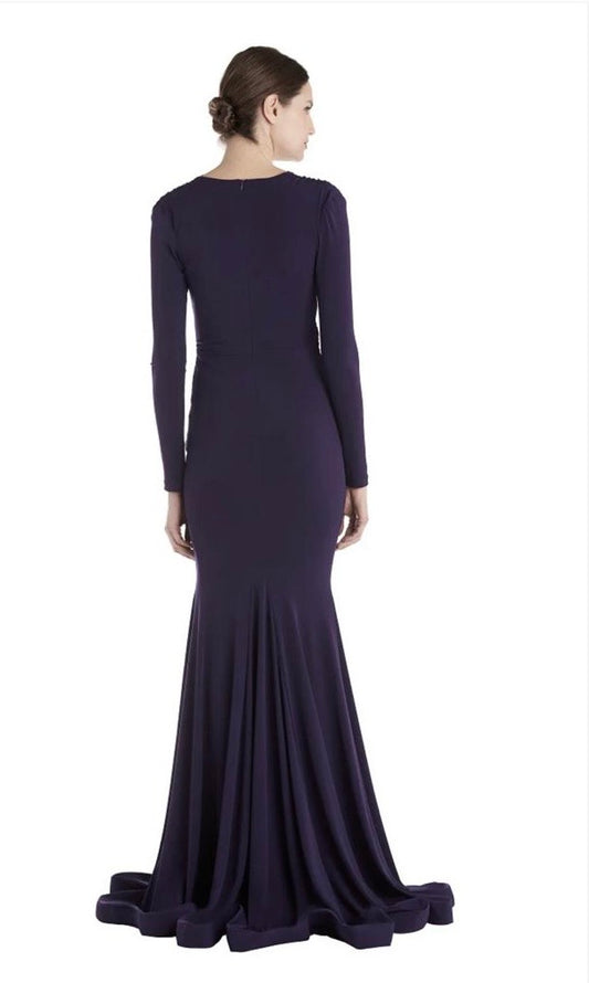 Neyom - Elegant Ruched Gown With Deep V-Neckline - 11823