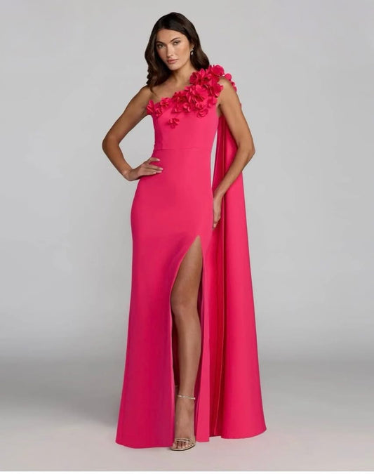 Mac Duggal - One Shoulder 3D Floral Cape Gown - 56394