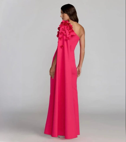 Mac Duggal - One Shoulder 3D Floral Cape Gown - 56394
