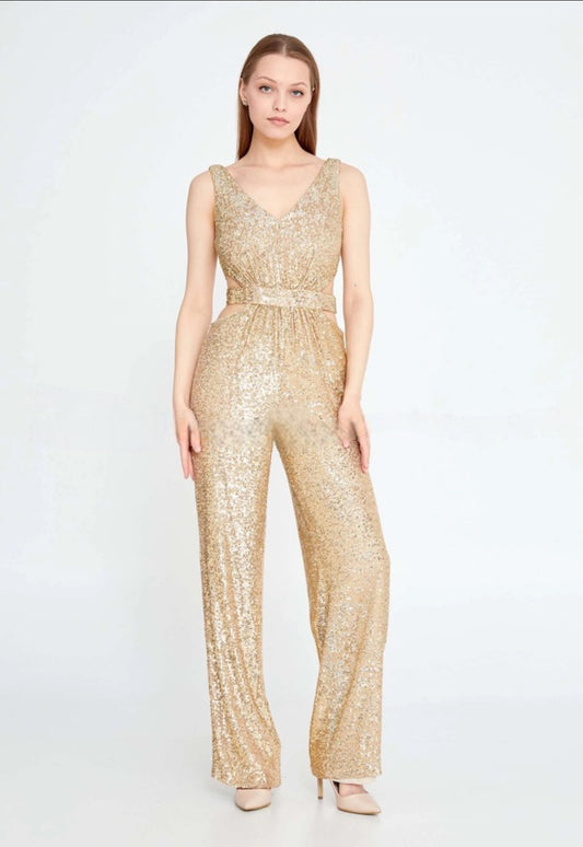 Neyom- Sleeveless Sequin JumpSuit  - 7010