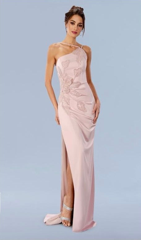 One Shoulder Beaded Evening Gown Style 24324